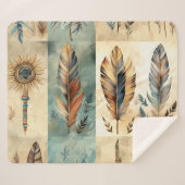 Aztec Tribal Feathers Medicine Stick Sherpa Deken (Voorkant (horizontaal))