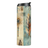Aztec Tribal Feathers Medicine Stick Thermosbeker (Gedraaid links)