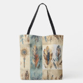 Aztec Tribal Feathers Medicine Stick Tote Bag (Achterkant)