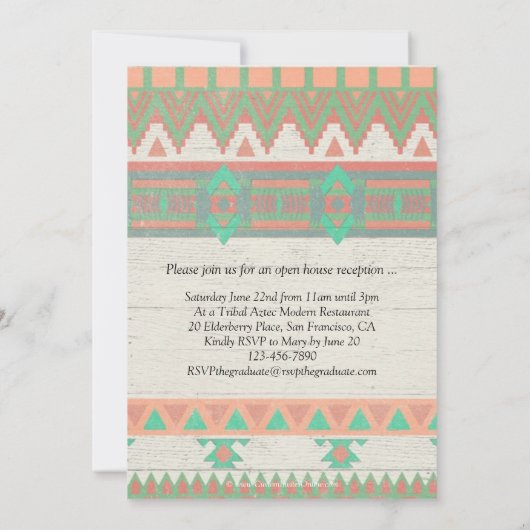Aztec Tribal Fotogradation Party Open House Kaart (Achterkant)