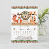 Aztec Tribal Fox Lion Tiger Baby shower Kaart (Staand voorkant)