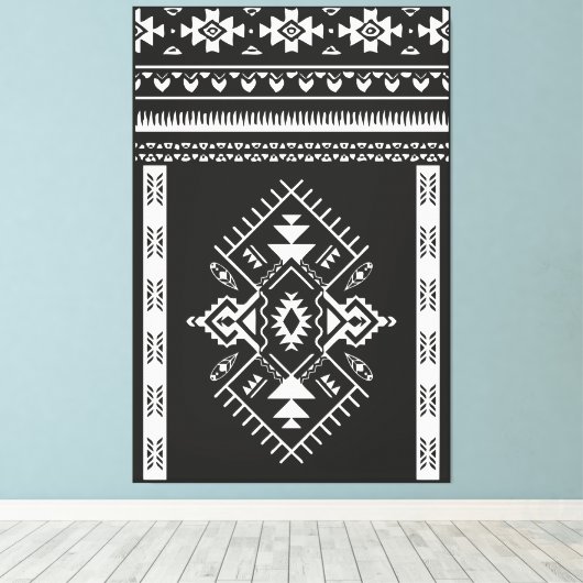 AZTEC TRIBAL - Gewatteerd canvas Afdruk (Insitu (Houten vloer))