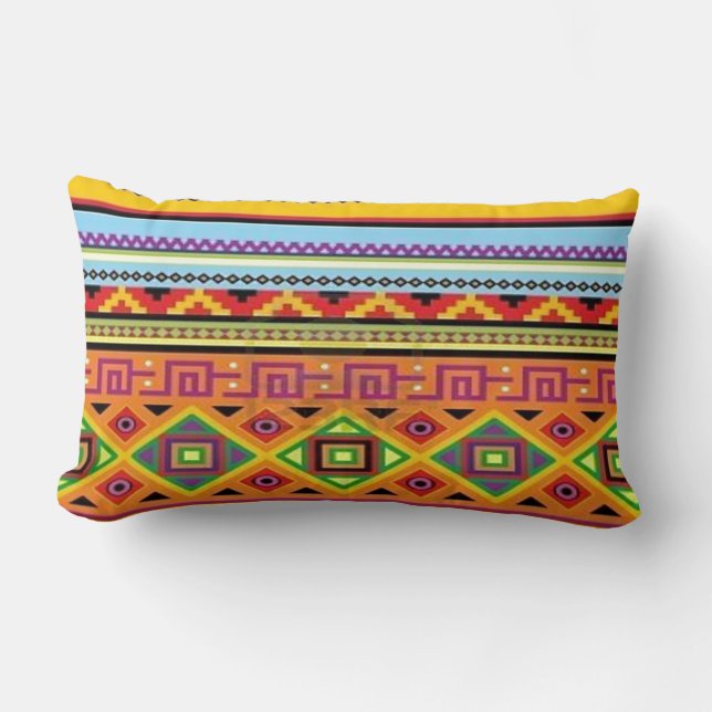 Aztec Tribal Lumbar Pillow Kussen (Voorkant)