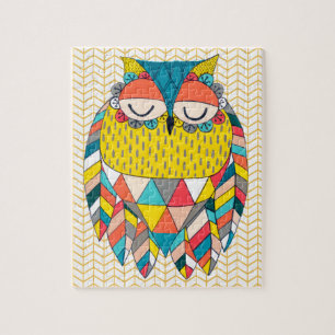 Aztec Tribal Modern Owl Chevron Art Puzzle Legpuzzel