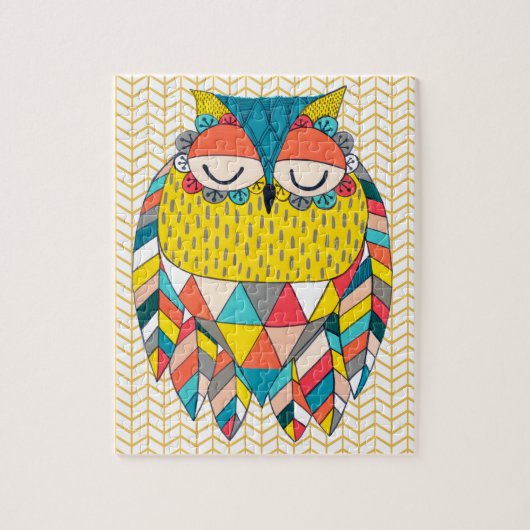Aztec Tribal Modern Owl Chevron Art Puzzle Legpuzzel (Verticaal)