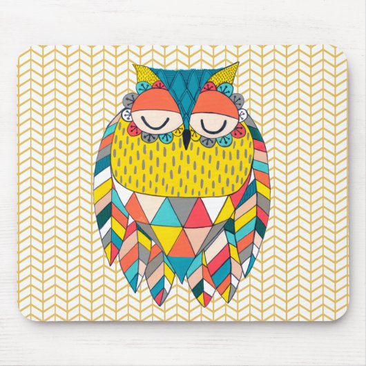 Aztec Tribal Modern Owl Chevron Mousepad Muismat (Voorkant)