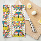 Aztec Tribal Modern Owl Illustratie Theedoek (Quarter Fold)