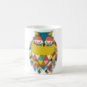 Aztec Tribal Modern Owl Illustration Gift Mok