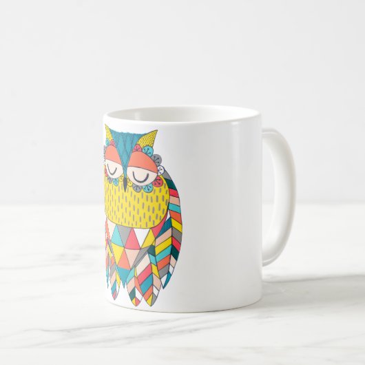 Aztec Tribal Modern Uil Illustratie Gift Mok (Voorkant rechts)