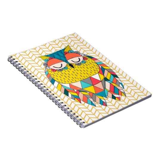 Aztec Tribal Modern Uil Illustratie Notitieboek (Rechterzijde)