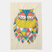 Aztec Tribal Moderne Uil Illustratie Keukenhanddoe Theedoek (Verticaal)