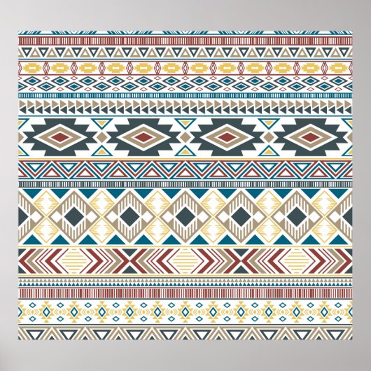 Aztec Tribal Motifs: Geometrisch naadloos ontwerp Poster (Voorkant)