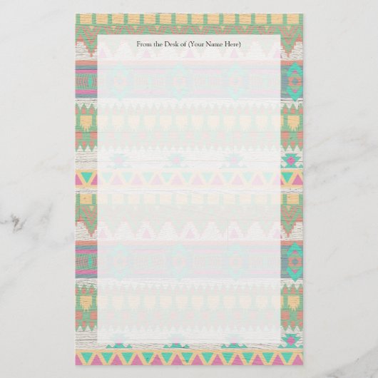 Aztec Tribal Native Pastel geometrisch patroon Briefpapier (Voorkant)
