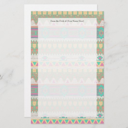 Aztec Tribal Native Pastel geometrisch patroon Briefpapier (Voorkant / Achterkant)