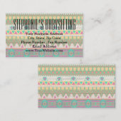 Aztec Tribal Native Pastel geometrisch patroon Visitekaartje (Voorkant / Achterkant)