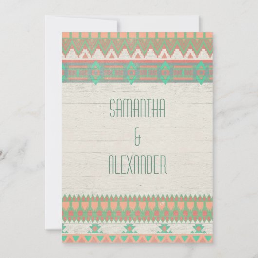 Aztec Tribal Native Pastel Peach/Aqua Kaart (Achterkant)