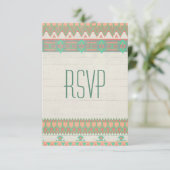 Aztec Tribal Native Pastel Peach/Aqua RSVP Kaartje (Staand voorkant)