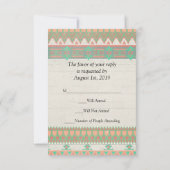 Aztec Tribal Native Pastel Peach/Aqua RSVP Kaartje (Achterkant)