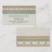 Aztec Tribal Native Pastel Peach/Aqua Visitekaartje (Voorkant / Achterkant)