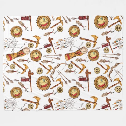 Aztec Tribal patroon home decor Fleece Deken (Voorkant (Horizontaal))