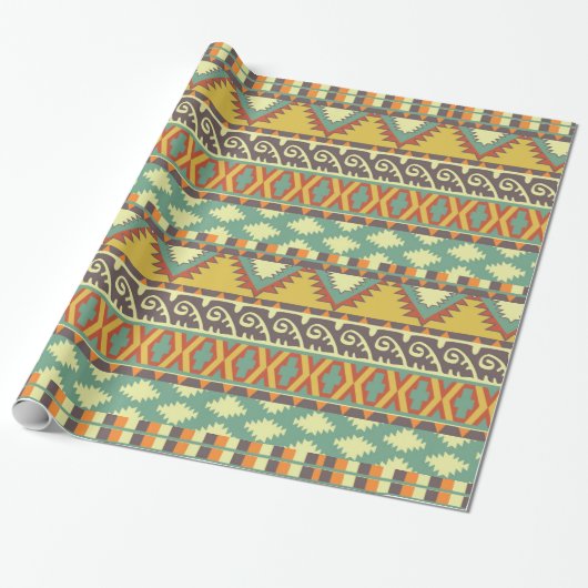 Aztec Tribal-patroonverpak Cadeaupapier (Uitgerold)