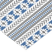 Aztec Tribal Pattern Blue Black and White Korte Tafelloper (Hoek)