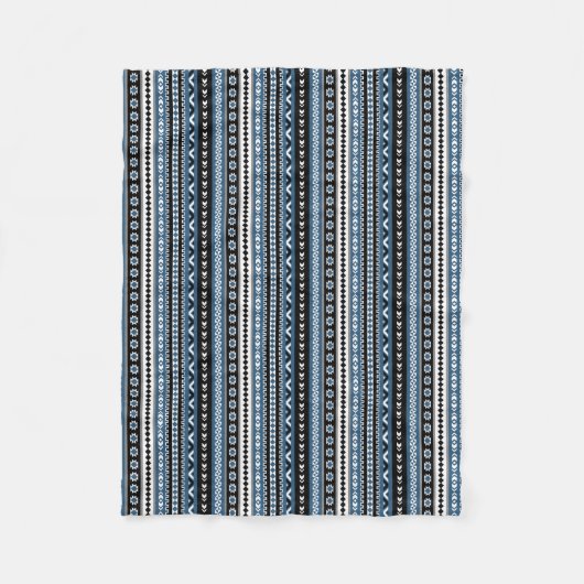 Aztec Tribal Pattern / Blue Grey White Black Fleece Deken (Voorkant)