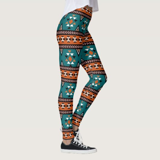 Aztec Tribal Pattern Blue Leggings (Rechts)