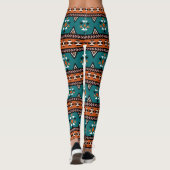Aztec Tribal Pattern Blue Leggings (Achterkant)