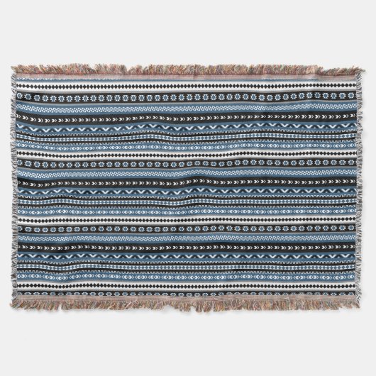 Aztec Tribal Pattern in Blue Grey White Black Deken (Voorkant)