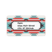 Aztec Tribal Pattern Native American Red Blue Etiket (Voorkant)