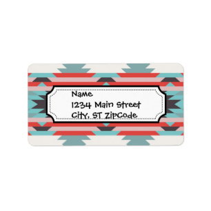 Aztec Tribal Pattern Native American Red Blue Etiket