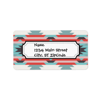 Aztec Tribal Pattern Native American Red Blue Etiket
