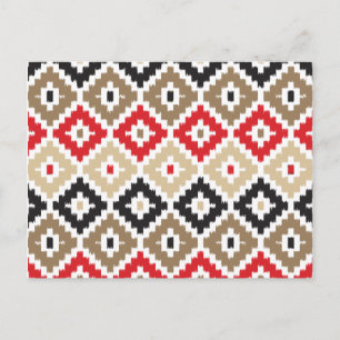 Aztec Tribal Print Ikat Diamond Patroon Briefkaart