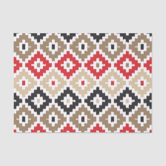 Aztec Tribal Print Ikat Diamond Patroon Tissuepapier (Voorkant)