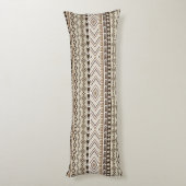 Aztec Tribal Print Neutral Browns Beige Taupe Lichaamskussen (Achterkant (Verticaal))