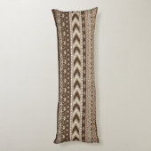 Aztec Tribal Print Neutral Browns Beige Taupe Lichaamskussen (Achterkant (Verticaal))