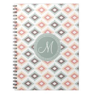 Aztec Tribal roze roze monogram patroon Notitieboek