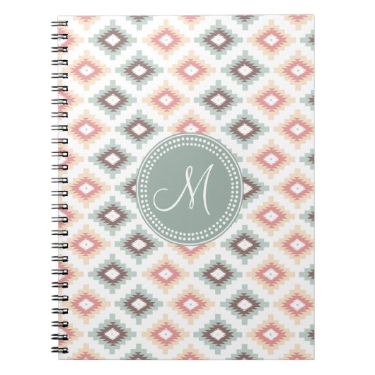 Aztec Tribal roze roze monogram patroon Notitieboek (Voorkant)