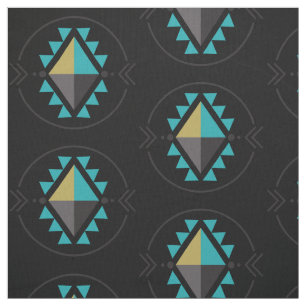 Aztec Tribal Symbool Black Pattern Stof