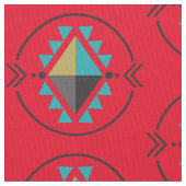 Aztec Tribal Symbool Red Pattern Fabric Stof (Close Up)