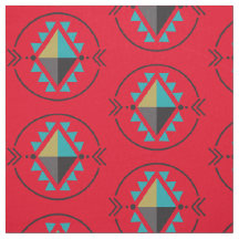 Aztec Tribal Symbool Red Pattern Fabric