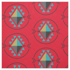 Aztec Tribal Symbool Red Pattern Fabric Stof