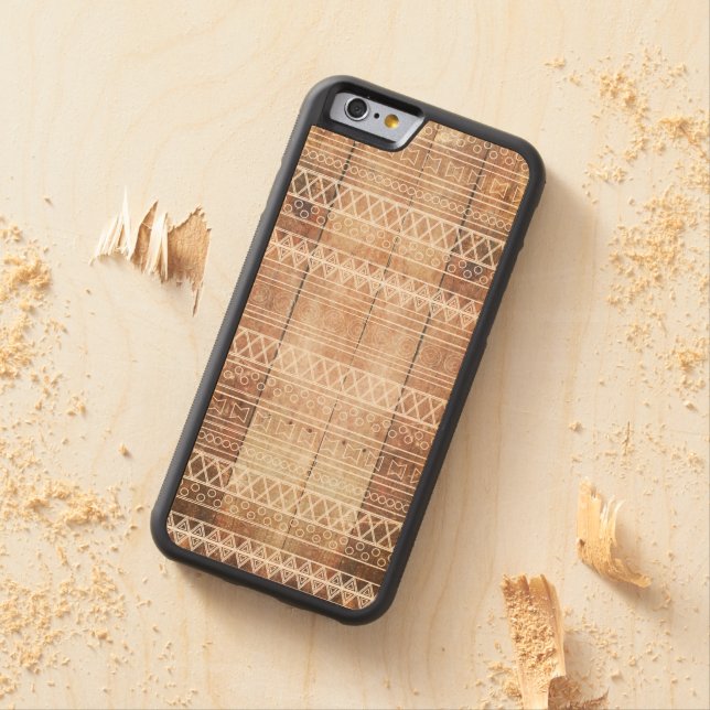  Aztec Tribal Wood Carved Wood iPhone Hoesje (Voorbeeld)