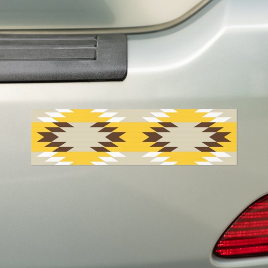 Aztec Tribal Yellow Brown Native American Design Bumpersticker (Op auto)