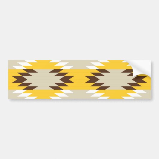 Aztec Tribal Yellow Brown Native American Design Bumpersticker (Voorkant)