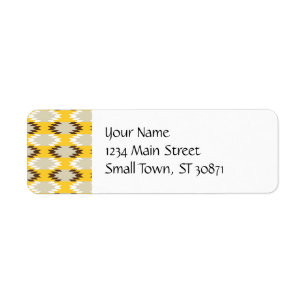 Aztec Tribal Yellow Brown Native American Design Etiket
