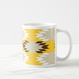 Aztec Tribal Yellow Brown Native American Design Koffiemok