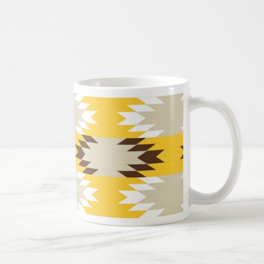 Aztec Tribal Yellow Brown Native American Design Koffiemok (Rechts)