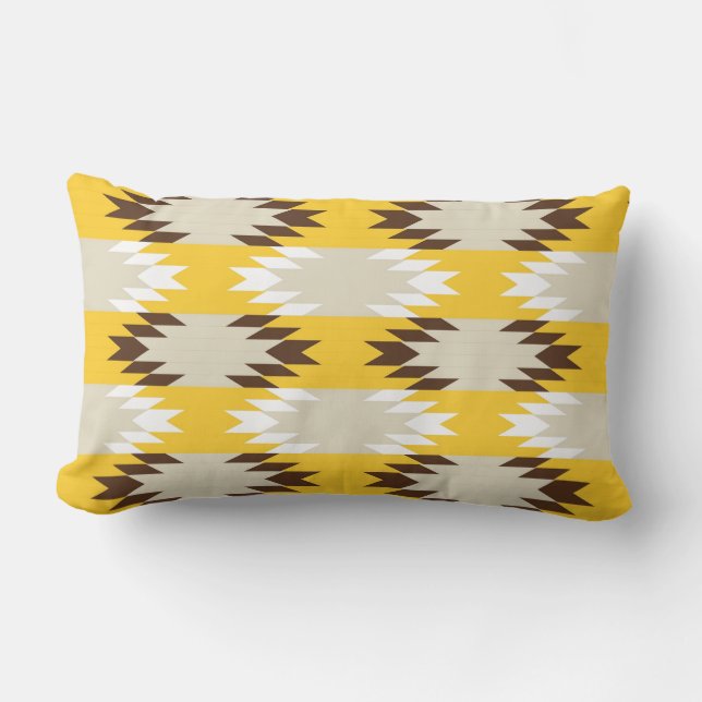 Aztec Tribal Yellow Brown Native American Design Kussen (Voorkant)